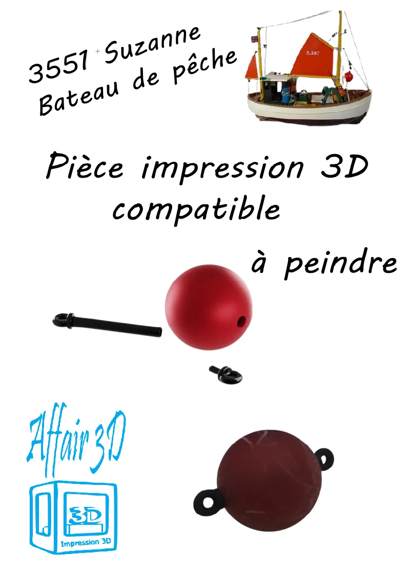 3551 Custom compatible Playmobil 3D - 1 bouée bateau de pêche Suzanne