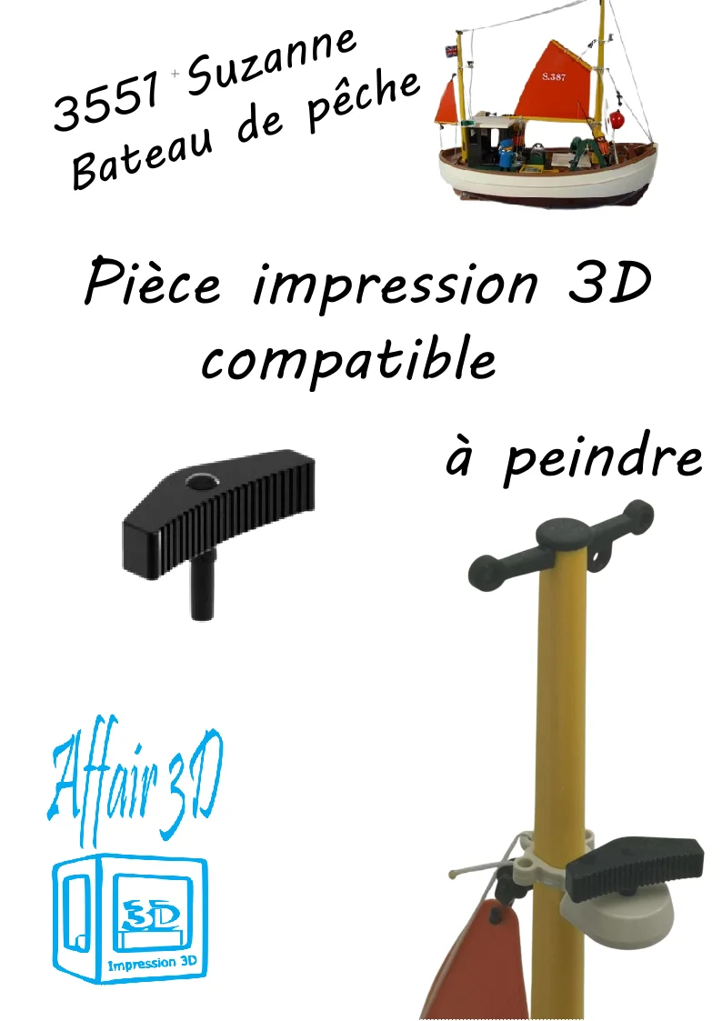 3551 Custom compatible Playmobil 3D - 1 radar bateau pêche Suzanne