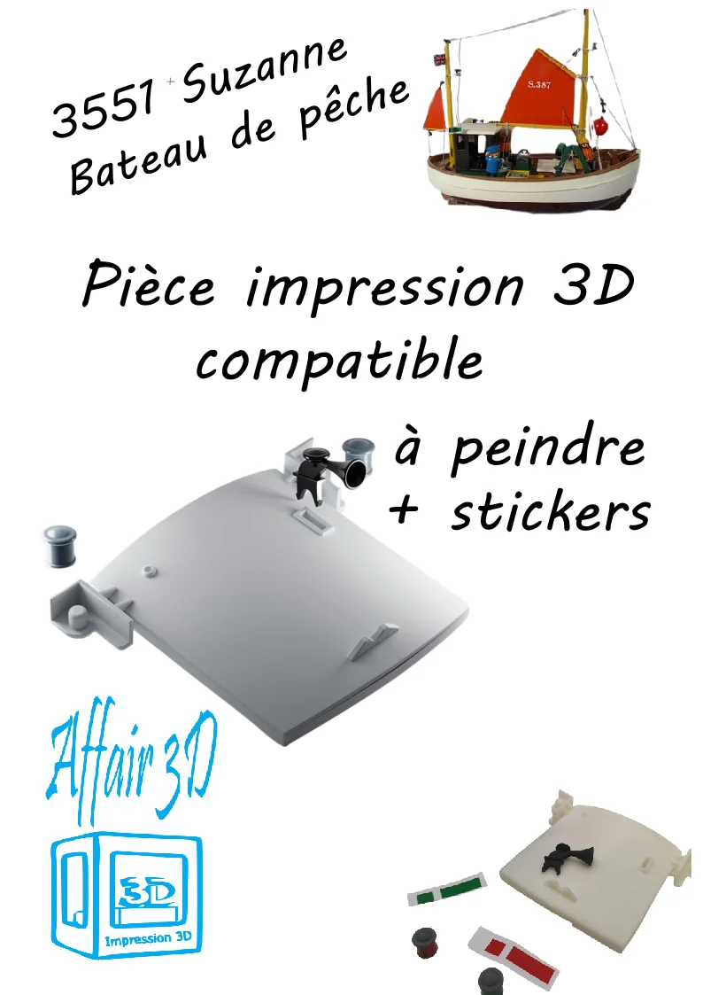 3551 Custom compatible Playmobil en 3D - 1 toit bateau Suzanne