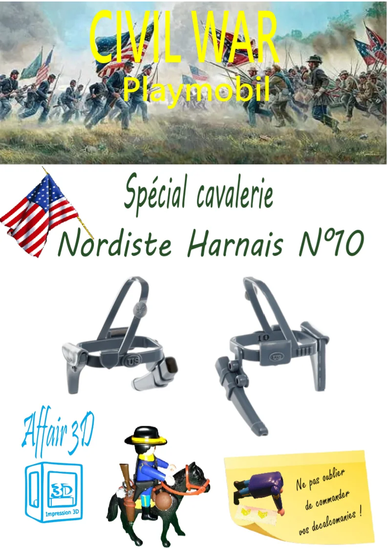 Custom Playmobil ACW en impression 3D - Nordiste soldat cavalerie - harnais 10