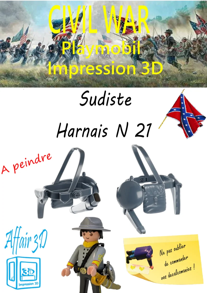 Custom Playmobil ACW en impression 3D - Sudiste soldat - harnais 21