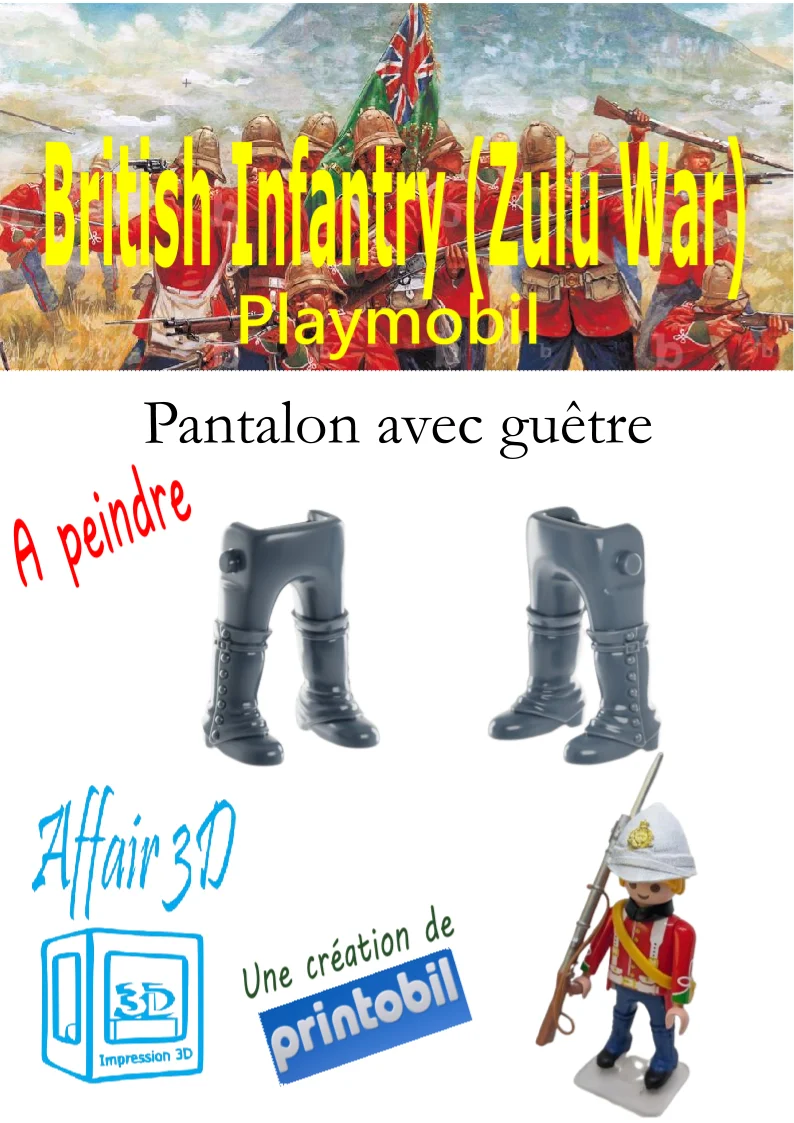 Custom Playmobil British Zulu War en impression 3D - 1 pantalon avec guêtre