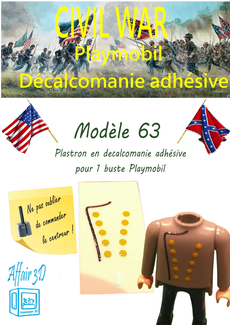 Custom Playmobil Décalcomanie adhésive - ACW - 1900 - plastron jaune 2 N63