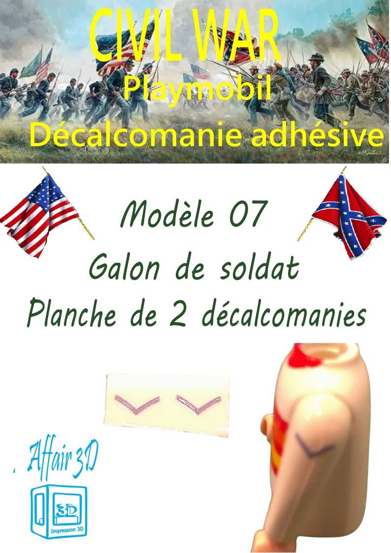 Custom Playmobil Décalcomanie adhésive - ACW - Galons bleu 007