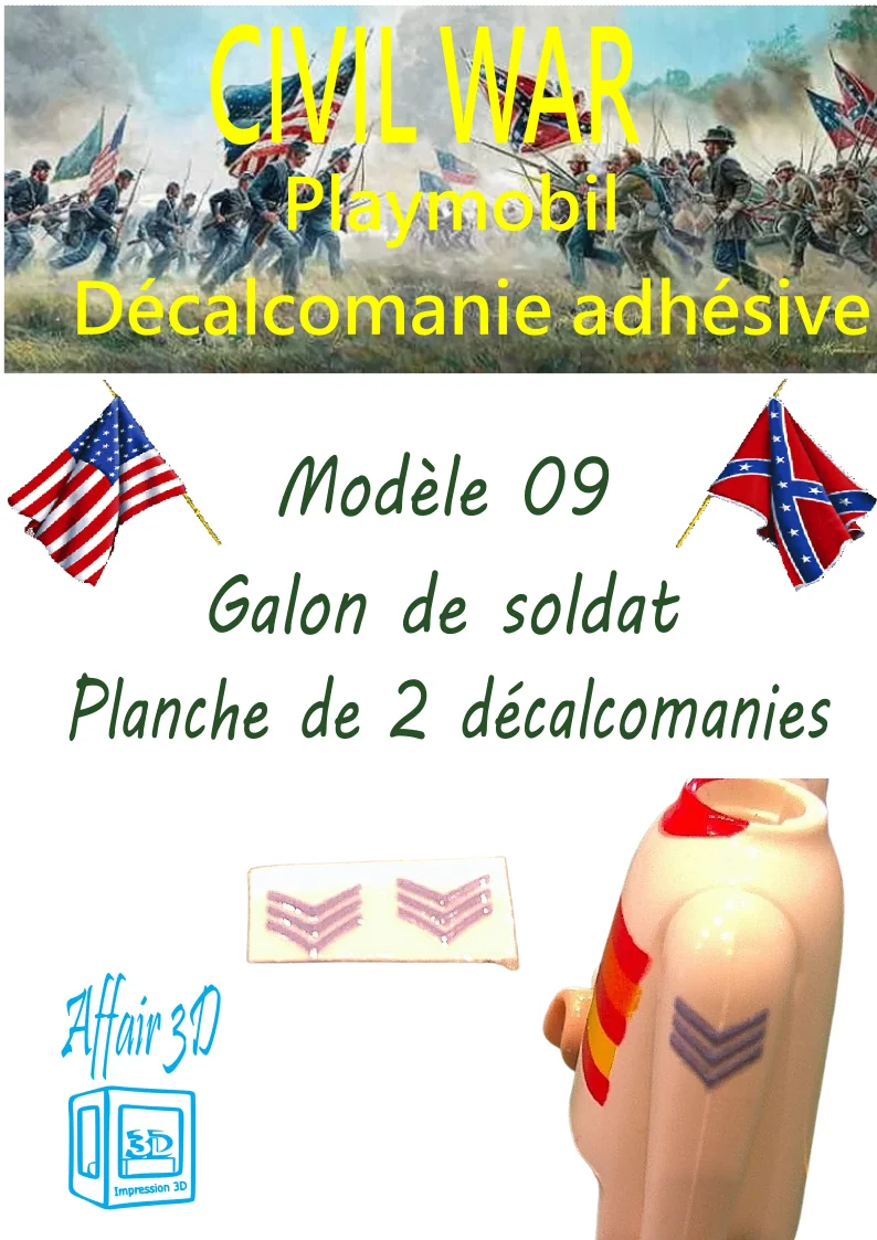 Custom Playmobil Décalcomanie adhésive - ACW - Galons bleu 009