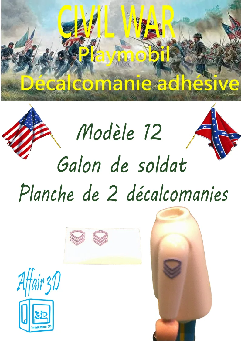 Custom Playmobil Décalcomanie adhésive - ACW - Galons bleu 012