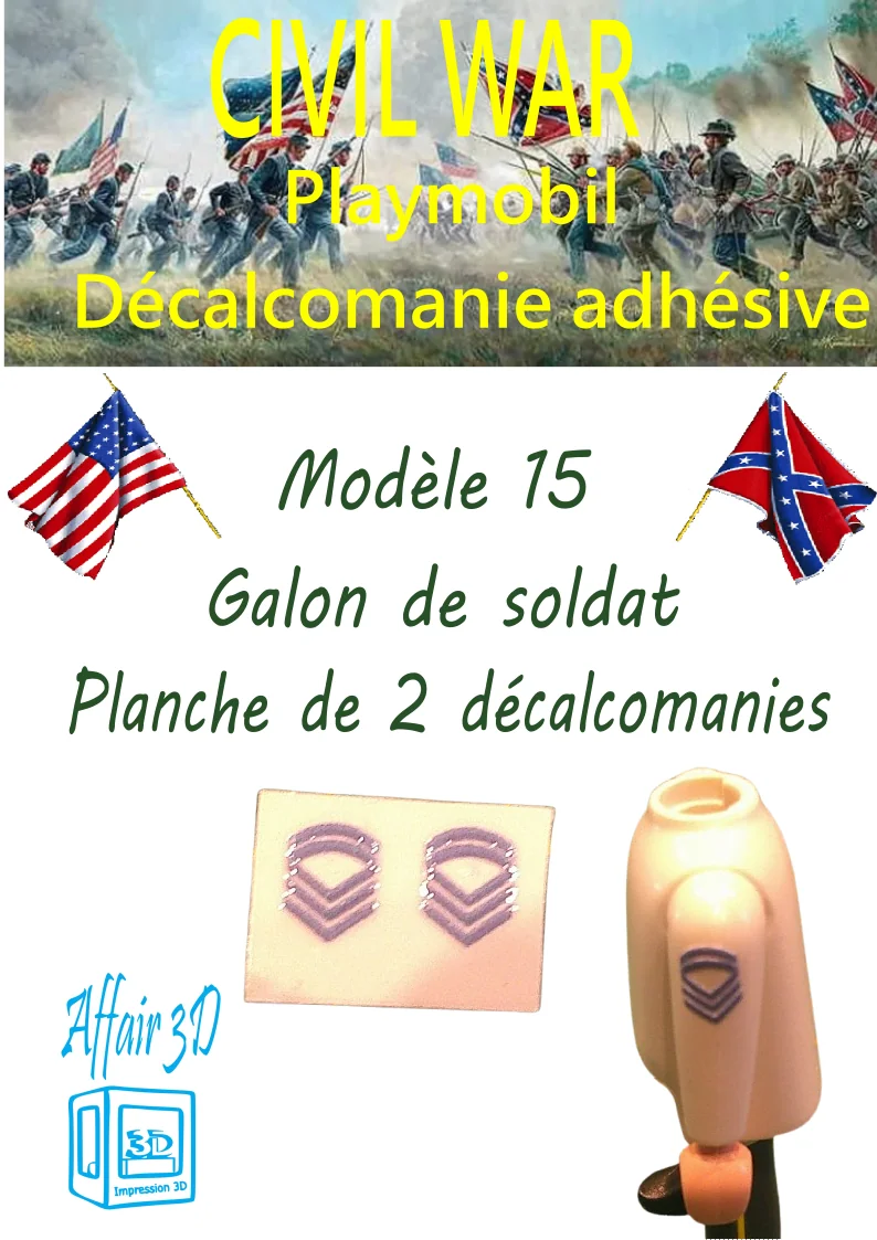 Custom Playmobil Décalcomanie adhésive - ACW - Galons bleu 015