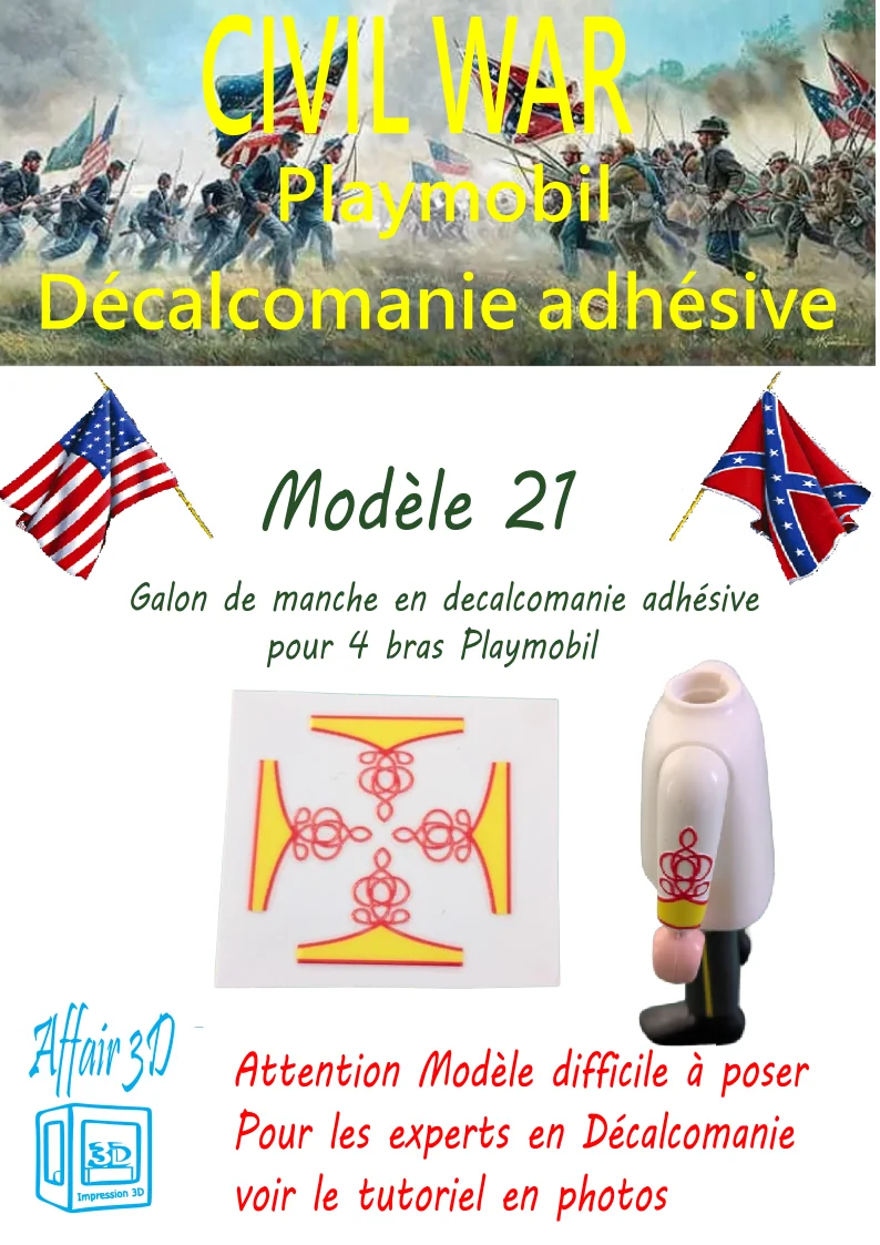 Custom Playmobil Décalcomanie adhésive - ACW - Galons de manche 021