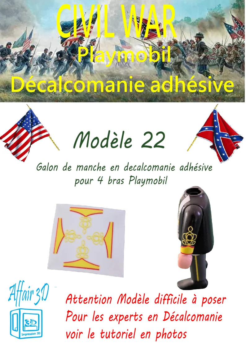 Custom Playmobil Décalcomanie adhésive - ACW - Galons de manche 022