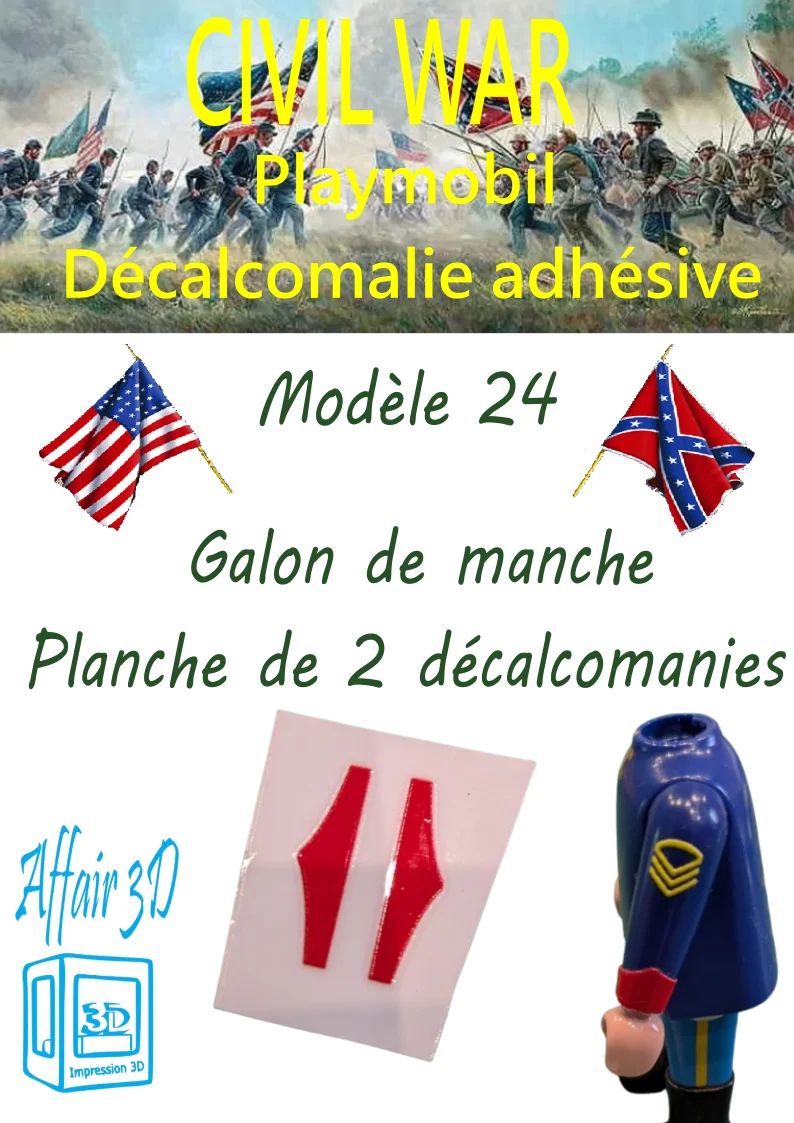 Custom Playmobil Décalcomanie adhésive - ACW - Galons de manche rouge 024