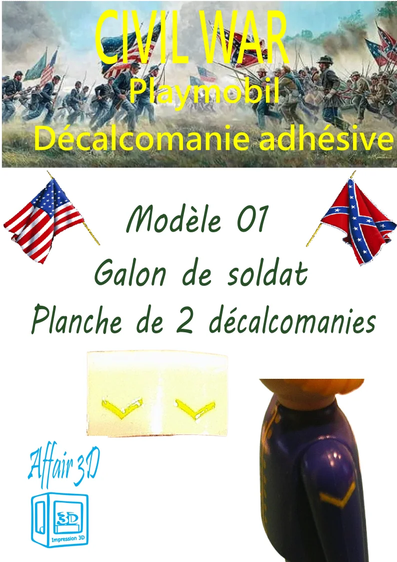 Custom Playmobil Décalcomanie adhésive - ACW - Galons jaune 001
