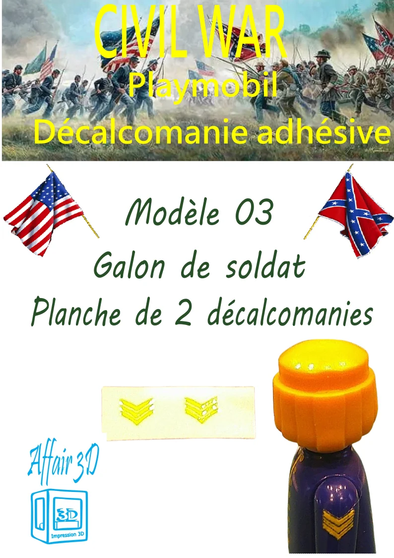 Custom Playmobil Décalcomanie adhésive - ACW - Galons jaune 003