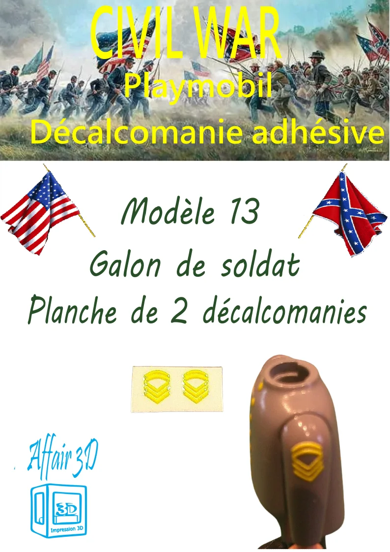 Custom Playmobil Décalcomanie adhésive - ACW - Galons jaune 013