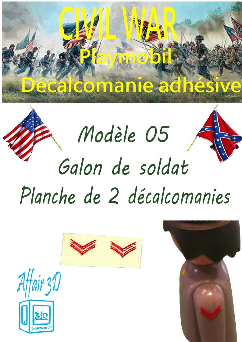 Custom Playmobil Décalcomanie adhésive - ACW - Galons rouge 005