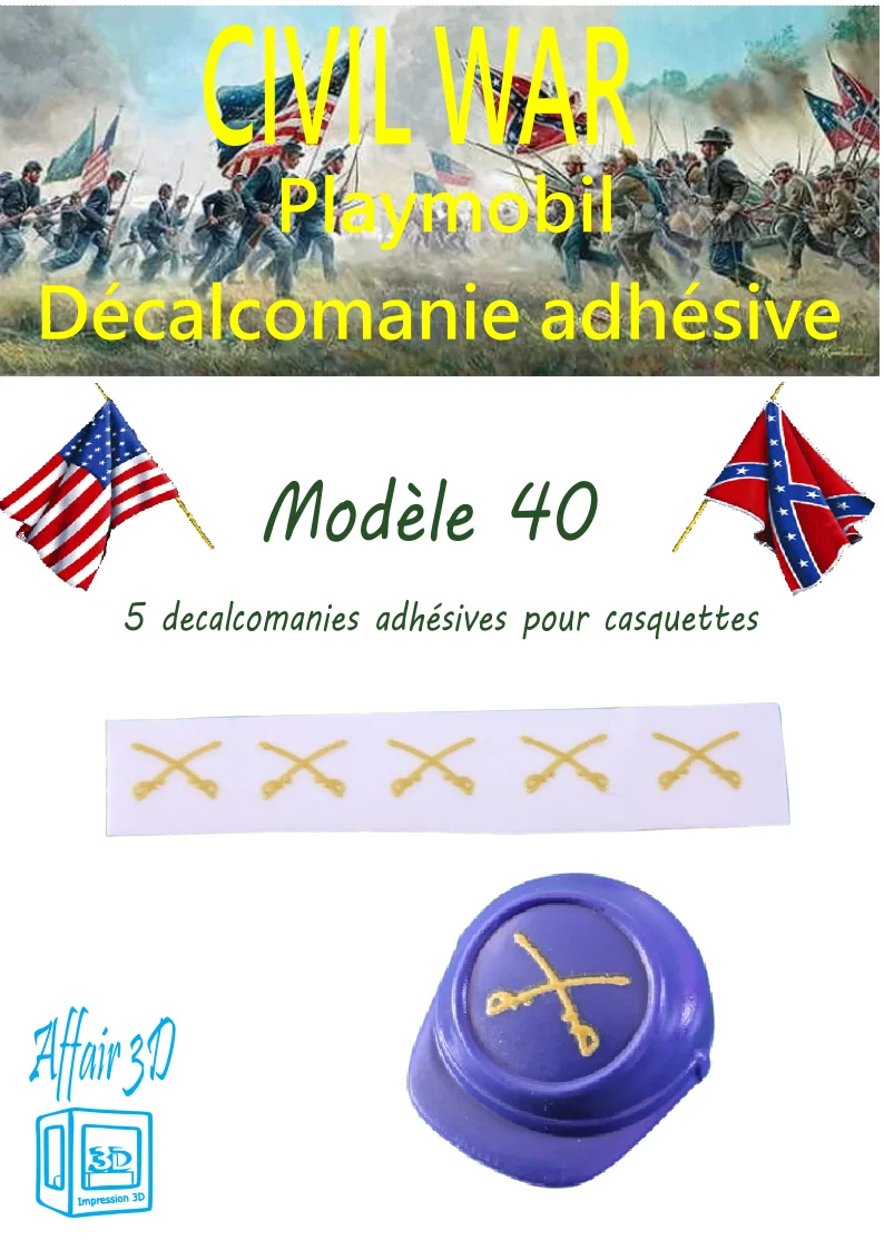 Custom Playmobil Décalcomanie adhésive - ACW - insigne casquette N40