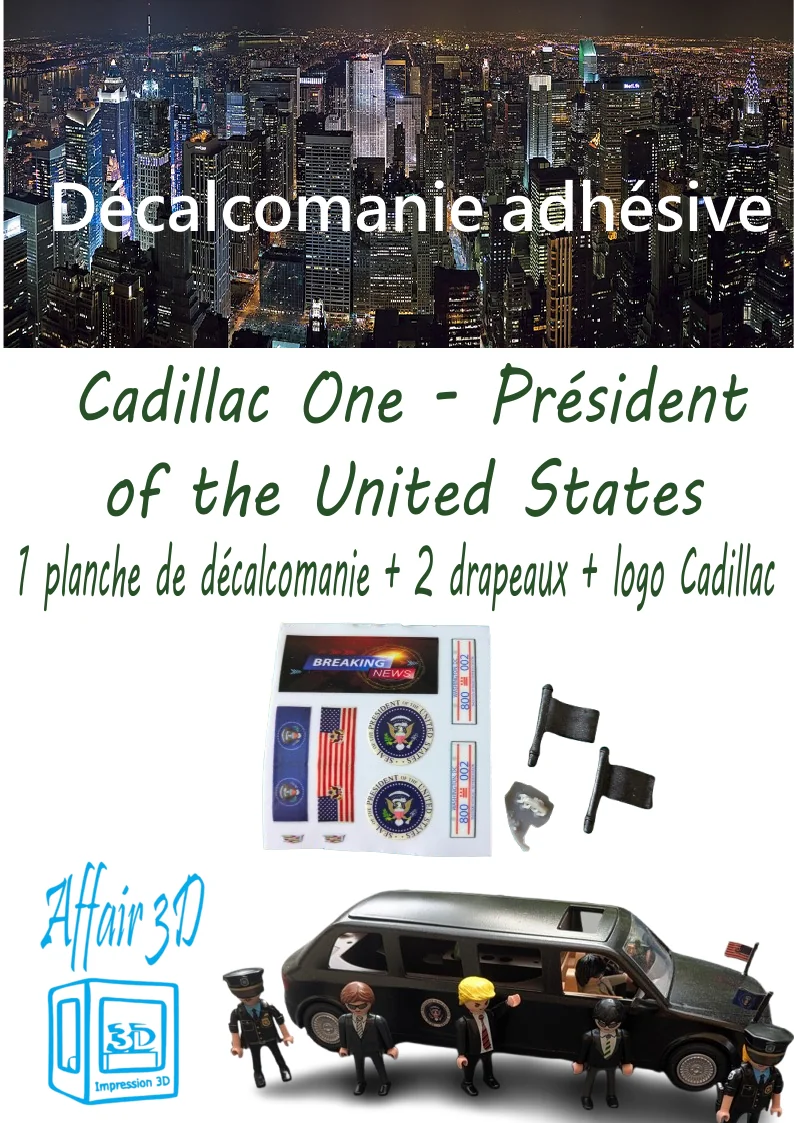 Custom Playmobil Décalcomanie adhésive - kit Cadillac One - Président Américain