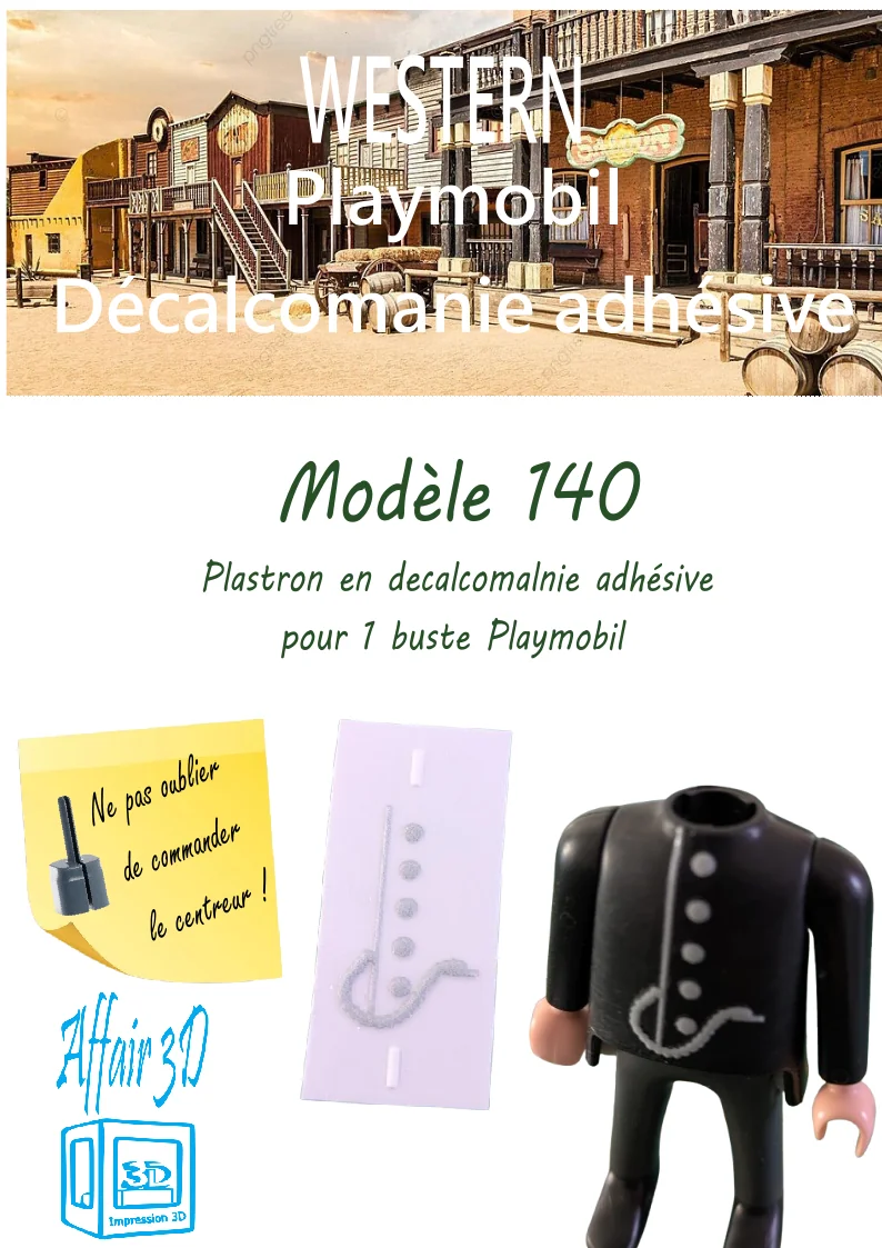 Custom Playmobil Décalcomanie adhésive - Plastron Western - 1900 - train N 140