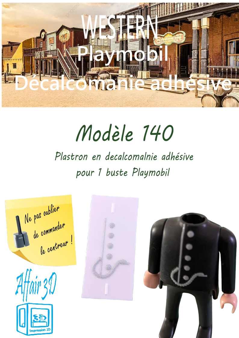 Custom Playmobil Décalcomanie adhésive - Plastron Western - 1900 - train N 140
