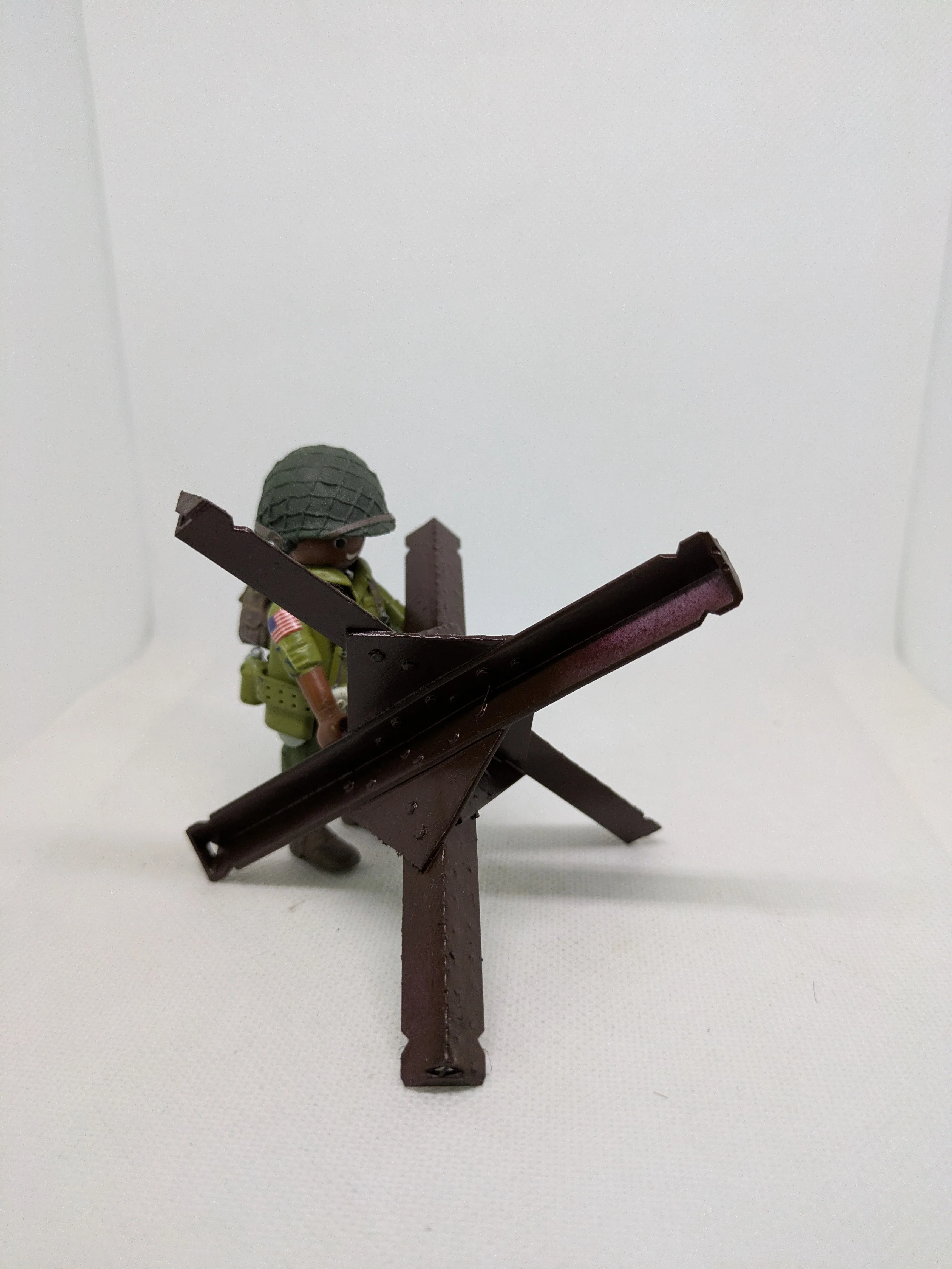 Custom Playmobil WW2 - Hérisson Tchèque anti char peint N°404 - sans personnage