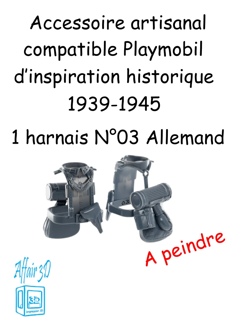 custom WW2 Playmobil (thème historique 1939-1945) - 1 harnais N 03 - Allemand
