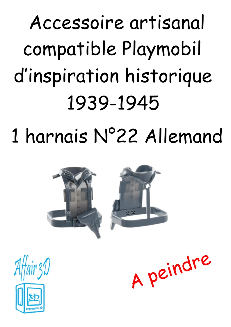 custom WW2 Playmobil (thème historique 1939-1945) - 1 harnais N 22 - Allemand