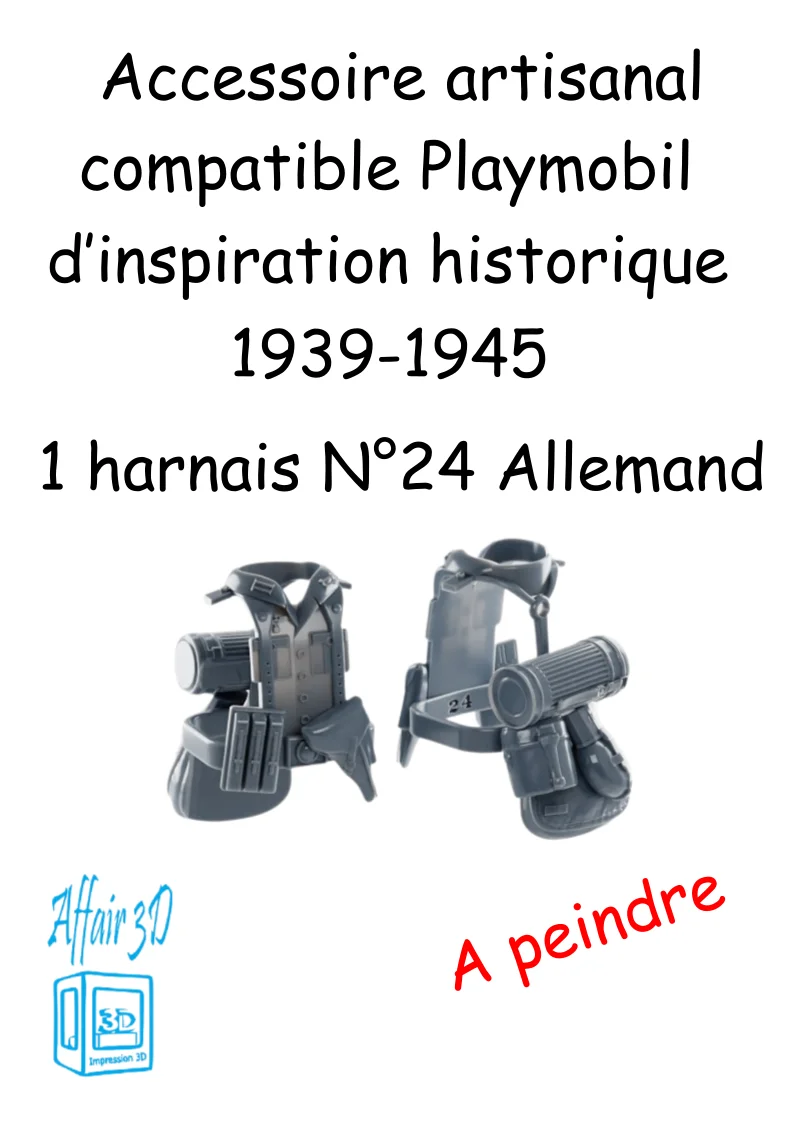 custom WW2 Playmobil (thème historique 1939-1945) - 1 harnais N 24 - Allemand