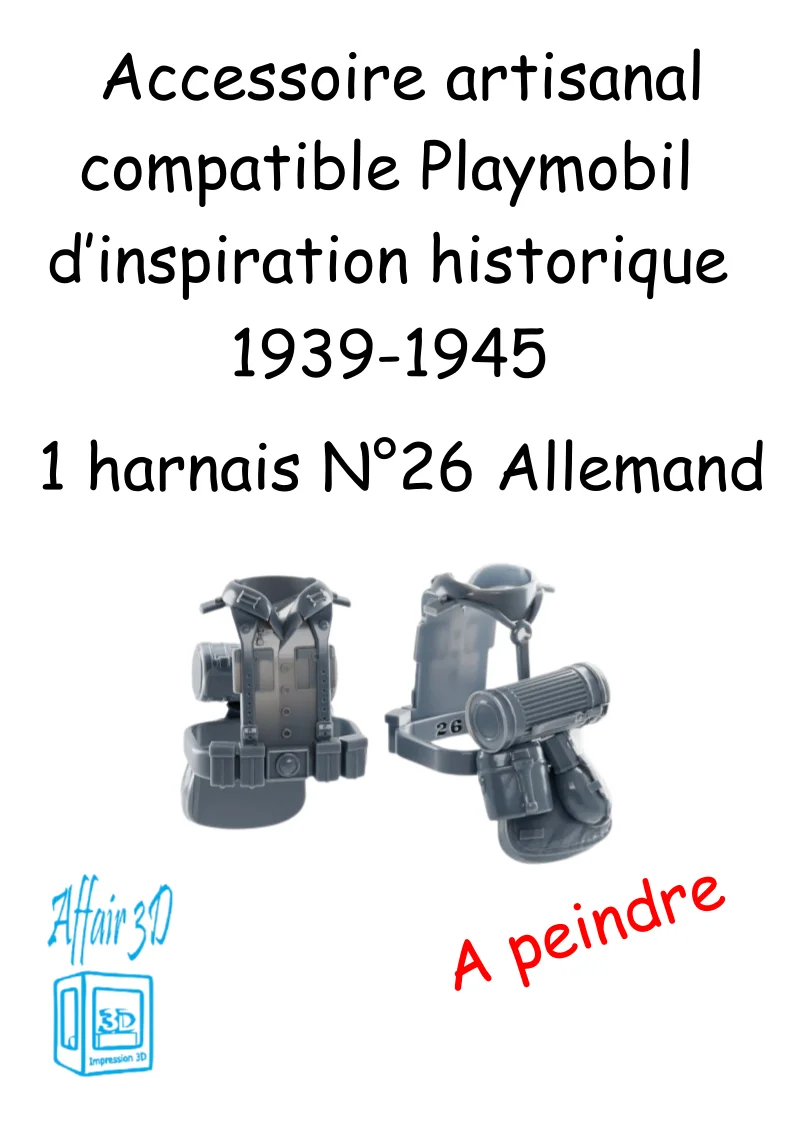 custom WW2 Playmobil (thème historique 1939-1945) - 1 harnais N 26 - Allemand