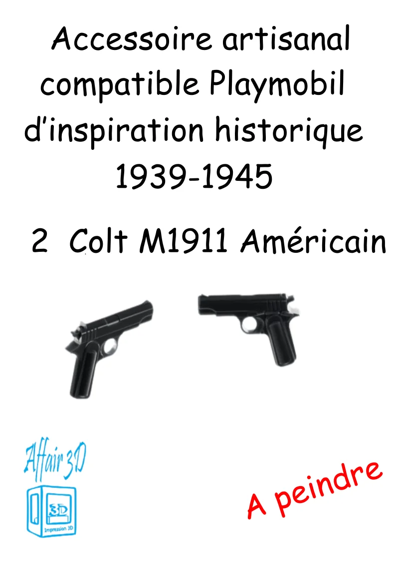 custom WW2 Playmobil (thème historique 1939-1945) - 2 colt M1911 Américain