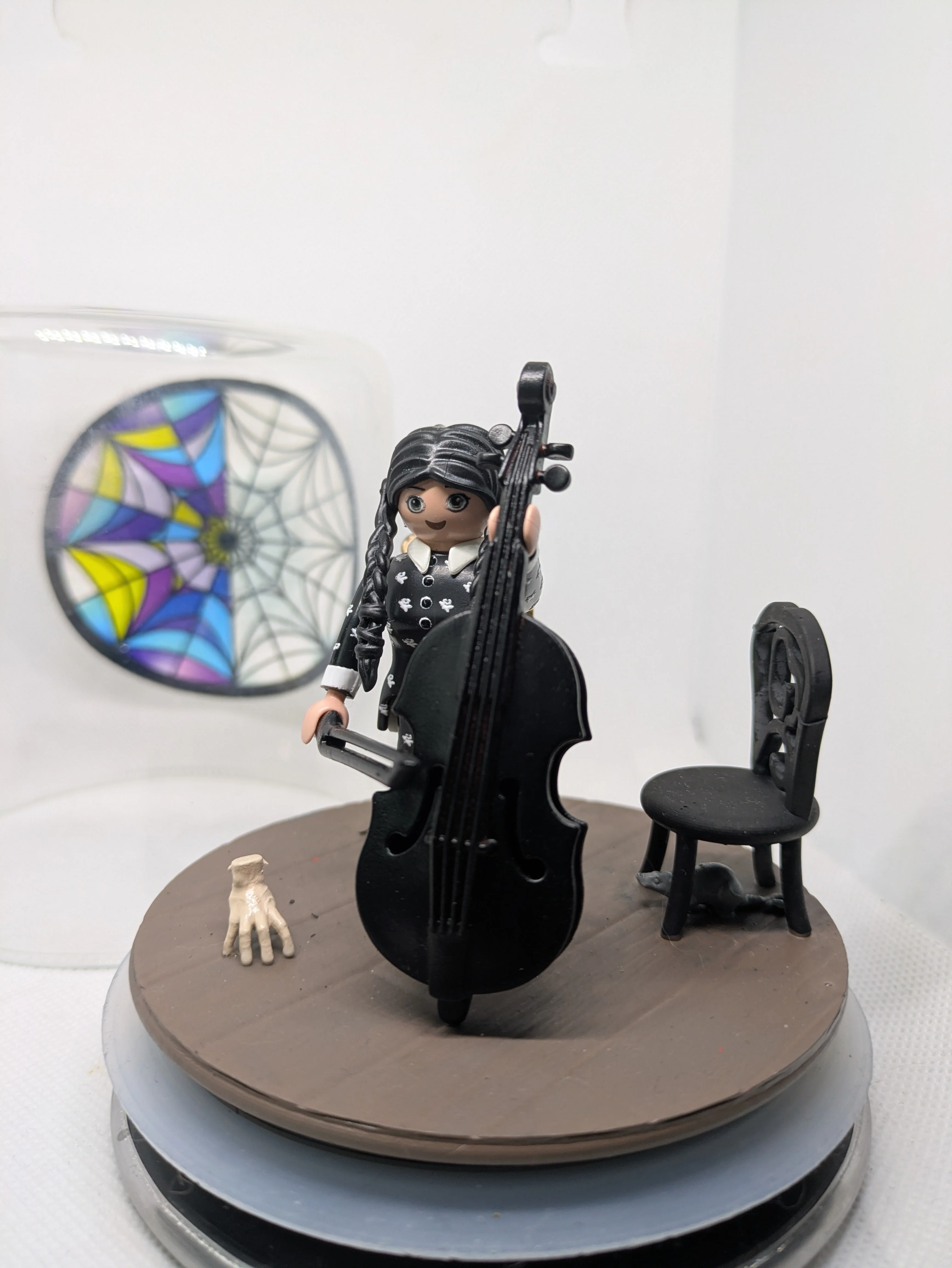 Accessoire compatible Playmobil - Présentoir en verre - Adams Mercredi N725