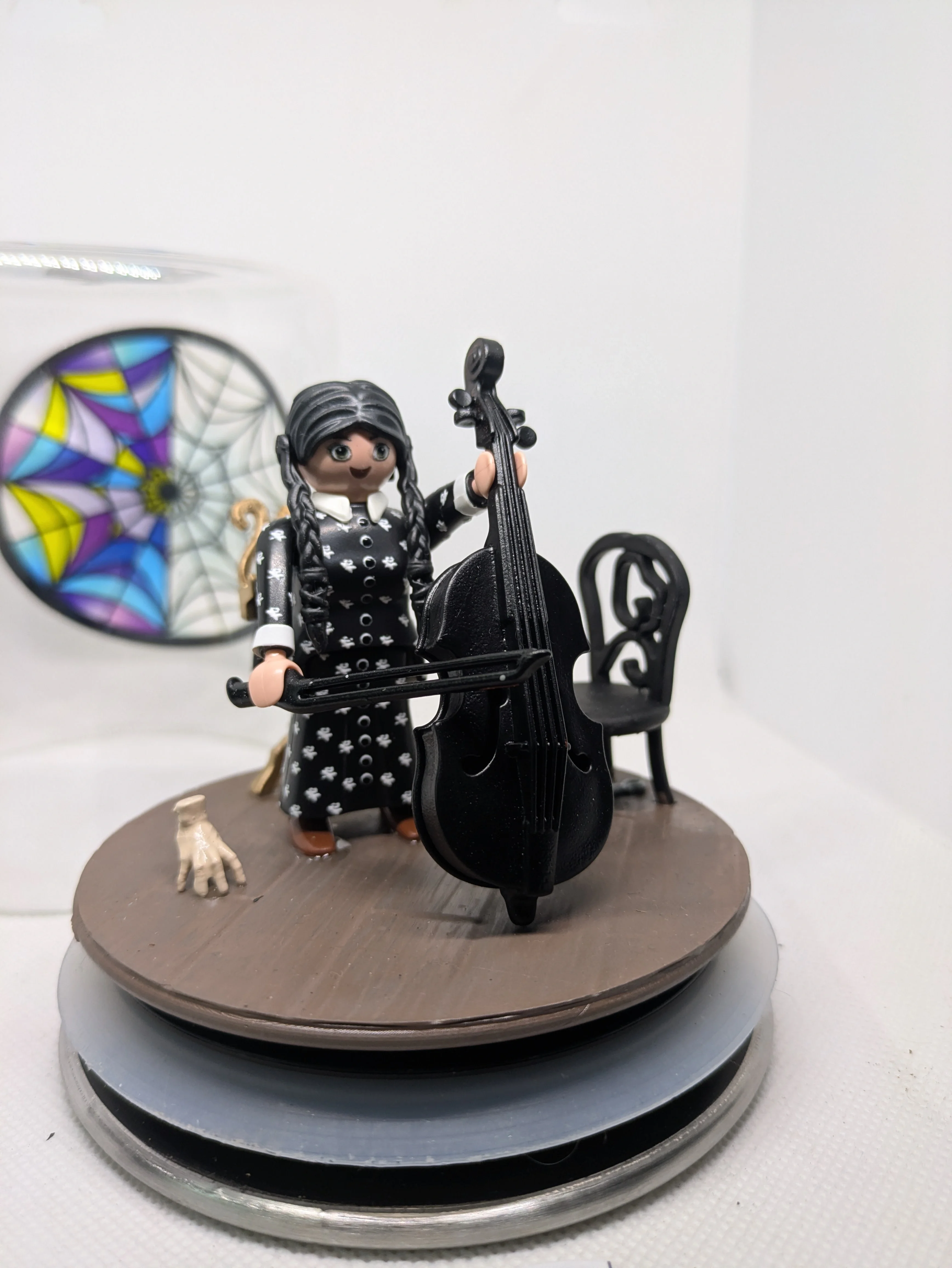 Accessoire compatible Playmobil - Présentoir en verre - Adams Mercredi N727