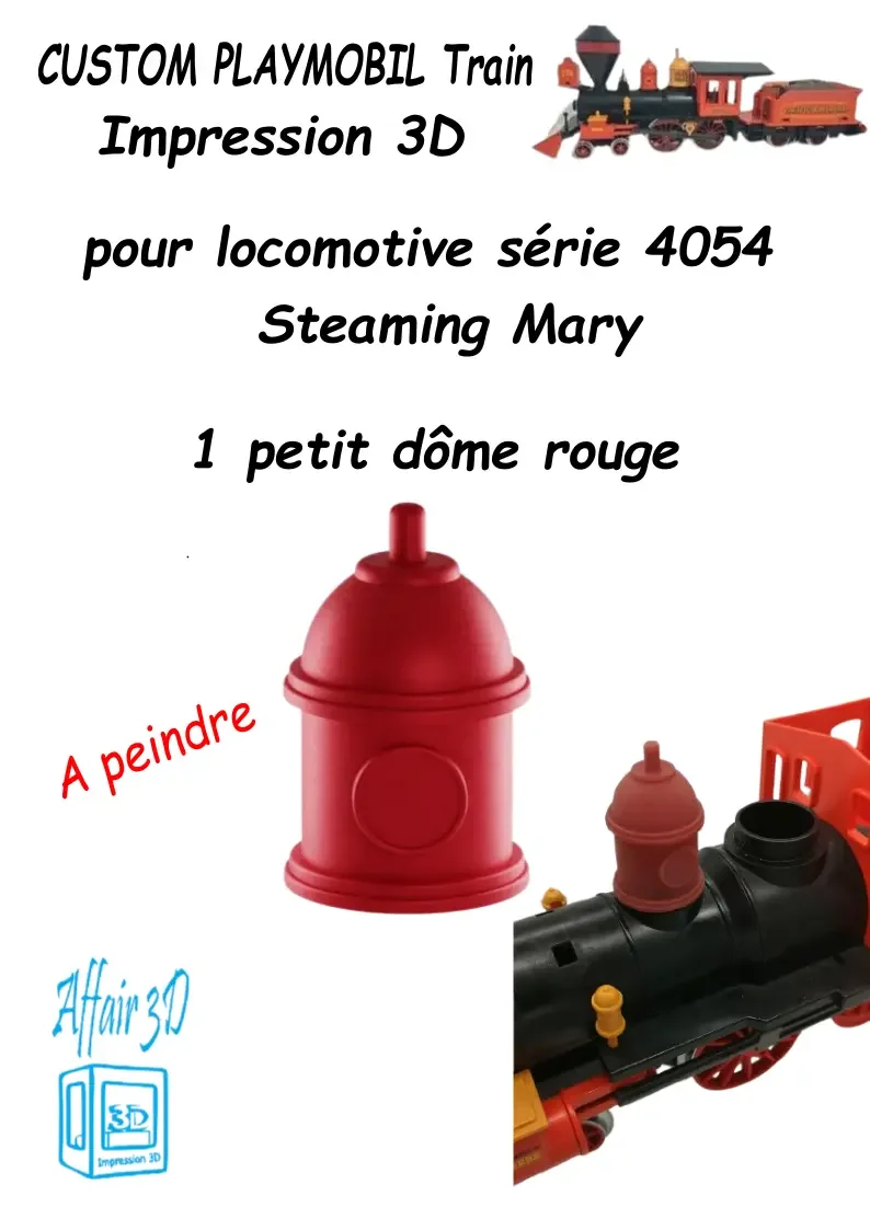 Custom compatible Playmobil train en 3D 4054 - 4032 - 1 petit dôme rouge