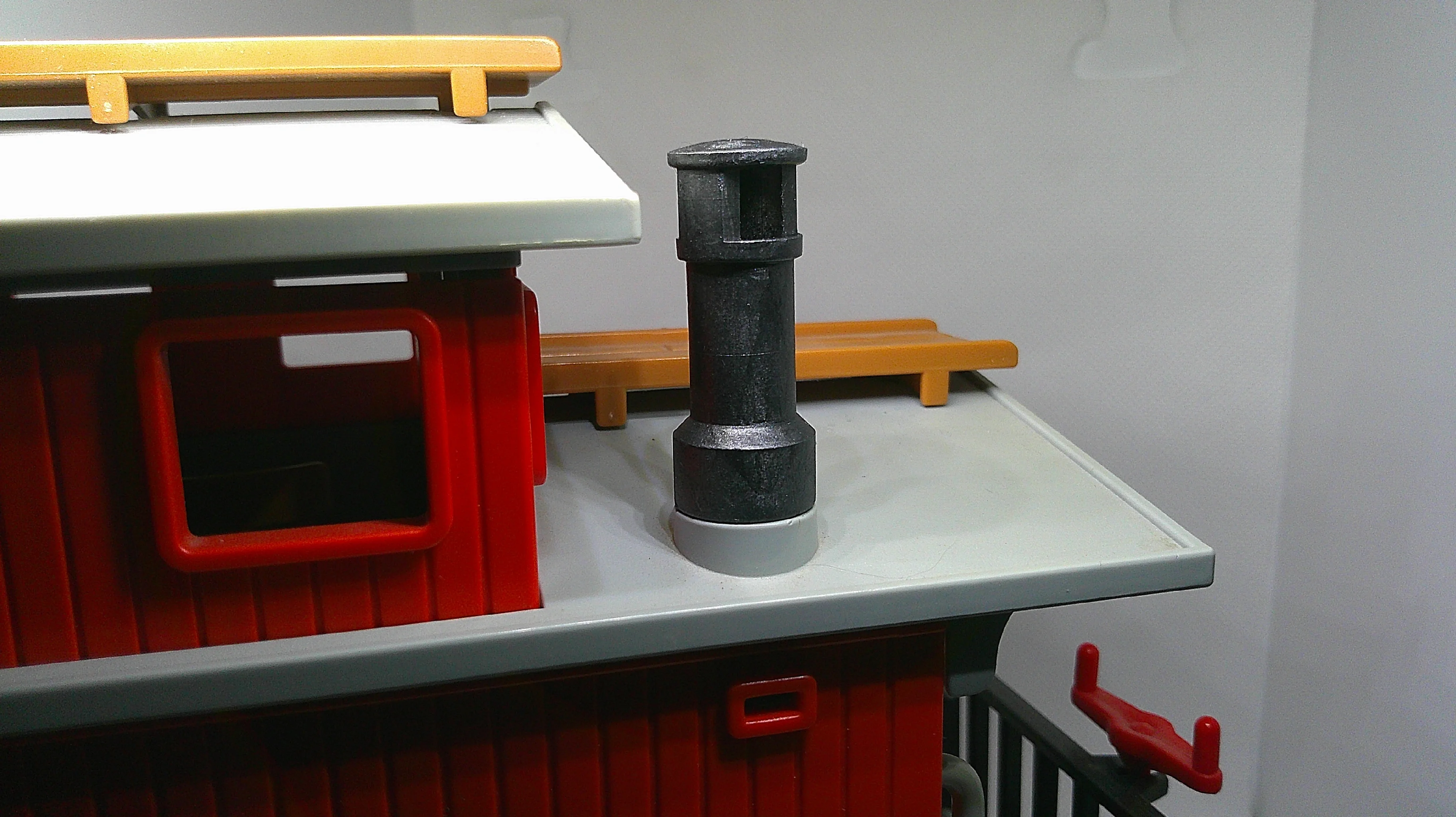 Custom compatible Playmobil train 3D - wagon 4123 - 1 cheminée déja peinte