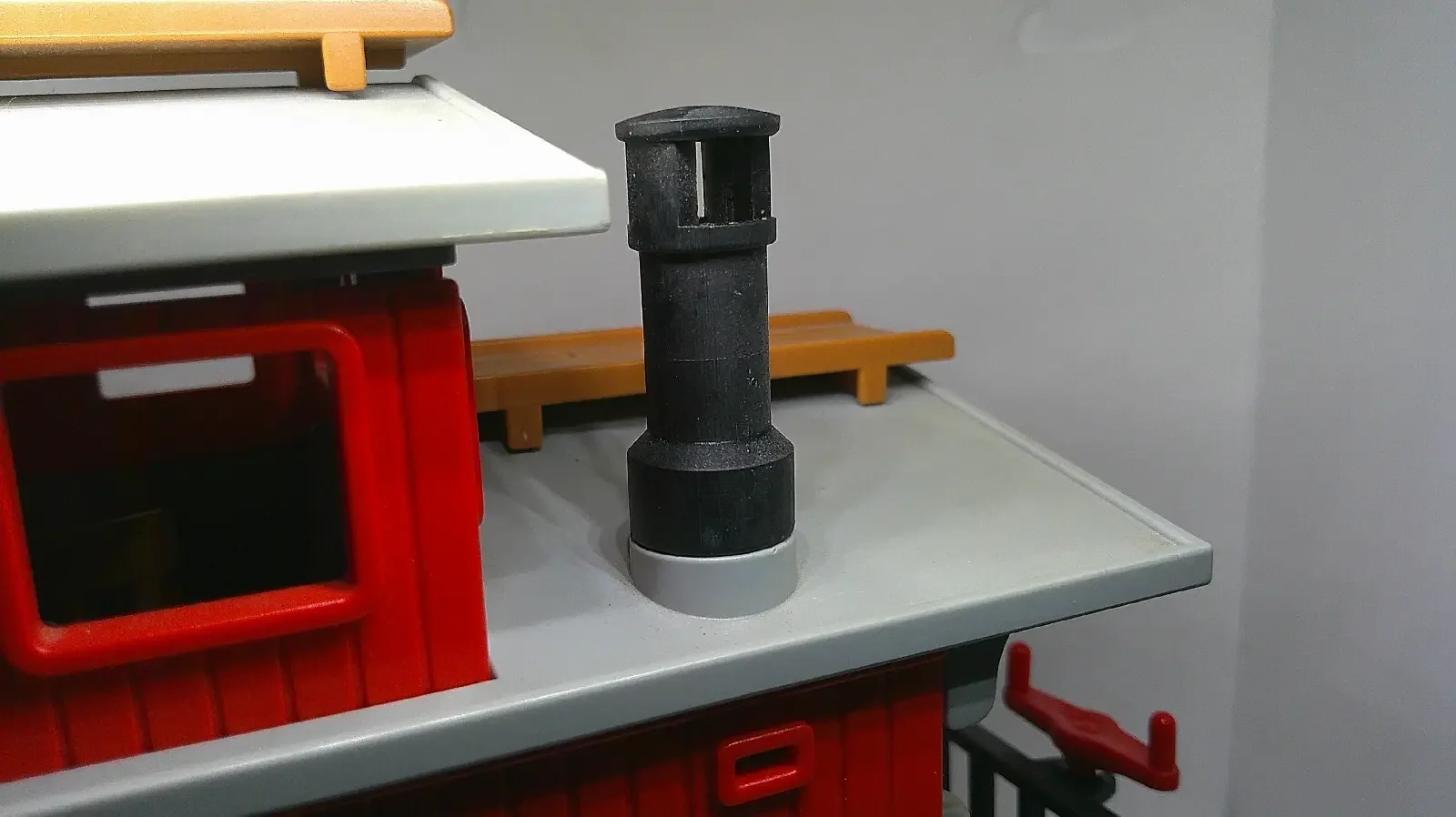 Custom compatible Playmobil train 3D - wagon 4123 - 1 cheminée déja peinte