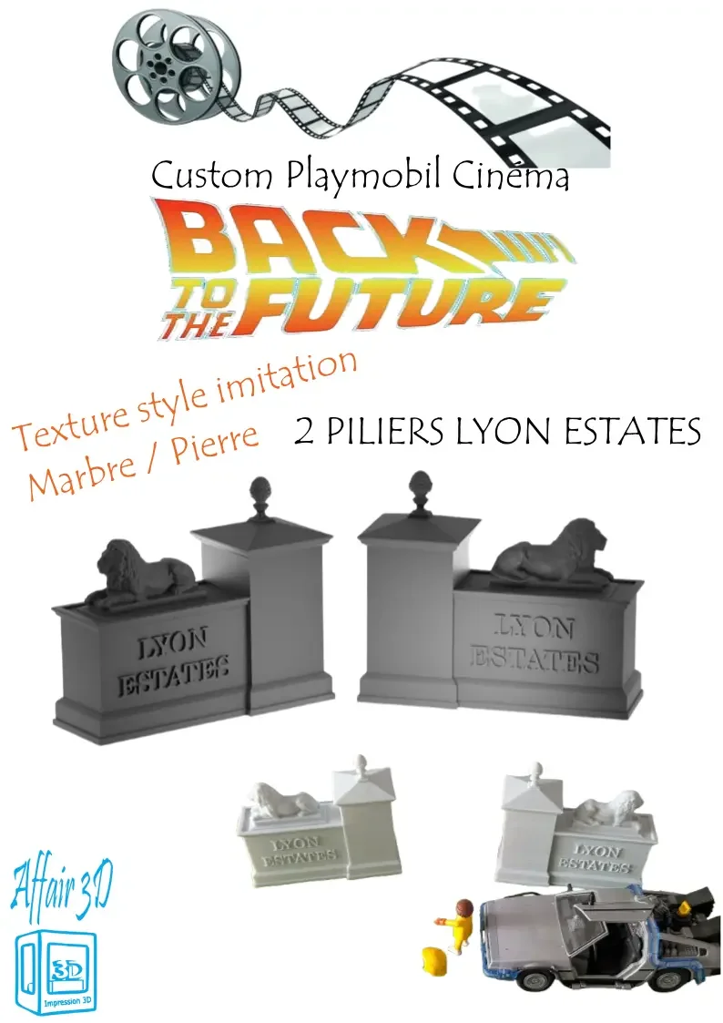 Custom Playmobil Cinéma - 2 Piliers Lyon Estates BTTF 3 - Retour vers le futur