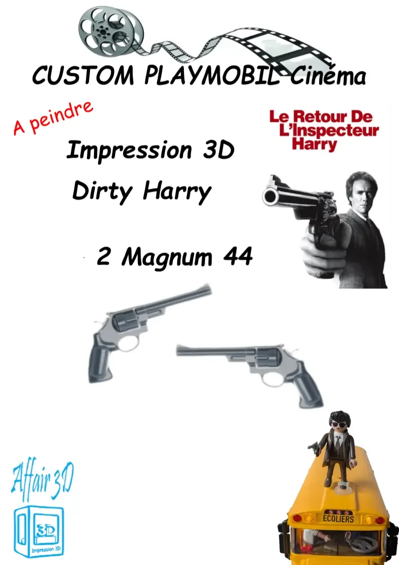 Custom Playmobil Cinéma - 2 pistolets Magnum 44 - Dirty Harry