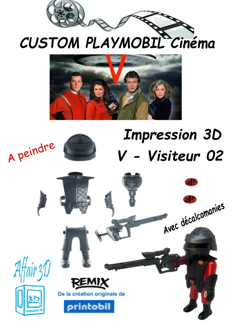 Custom Playmobil Cinéma en impression 3D - 1 kit V - Visiteur - Alien - N 02