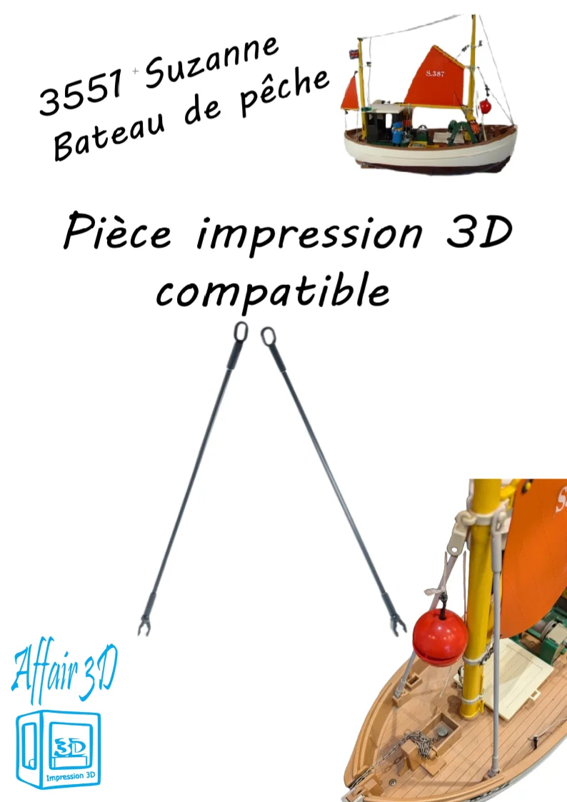 3551 Custom compatible Playmobil en 3D - 2 haubans pour bateau Suzanne
